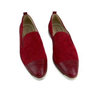 Cole Haan Red Leather Suede Slip-On Flats Women's Size 10B Comfort Loafers